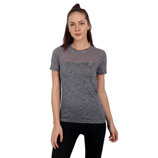 Heka Women Milestone Grey Marl Tee - Grey Blue