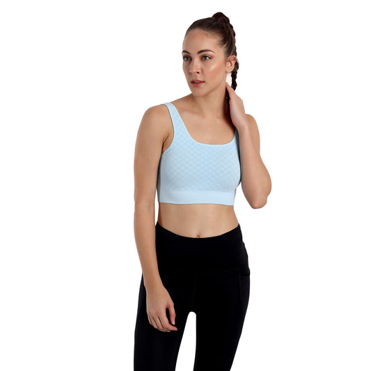 Heka Chess Move Square Neck Padded Sports Bra - Splash Blue