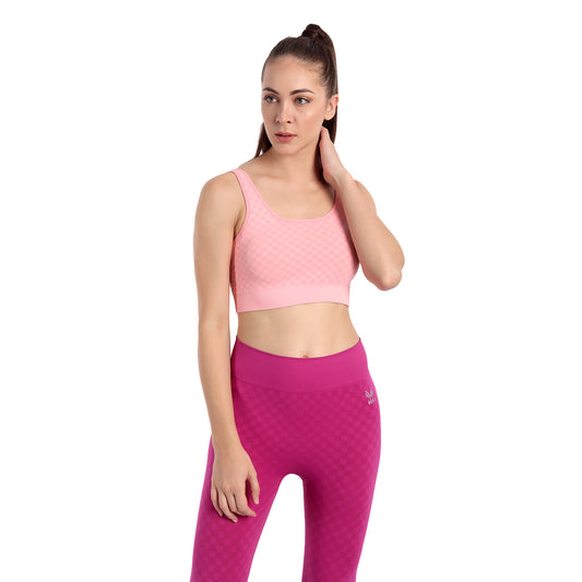 Heka Chess Move Square Neck Padded Sports Bra - Panther Pink
