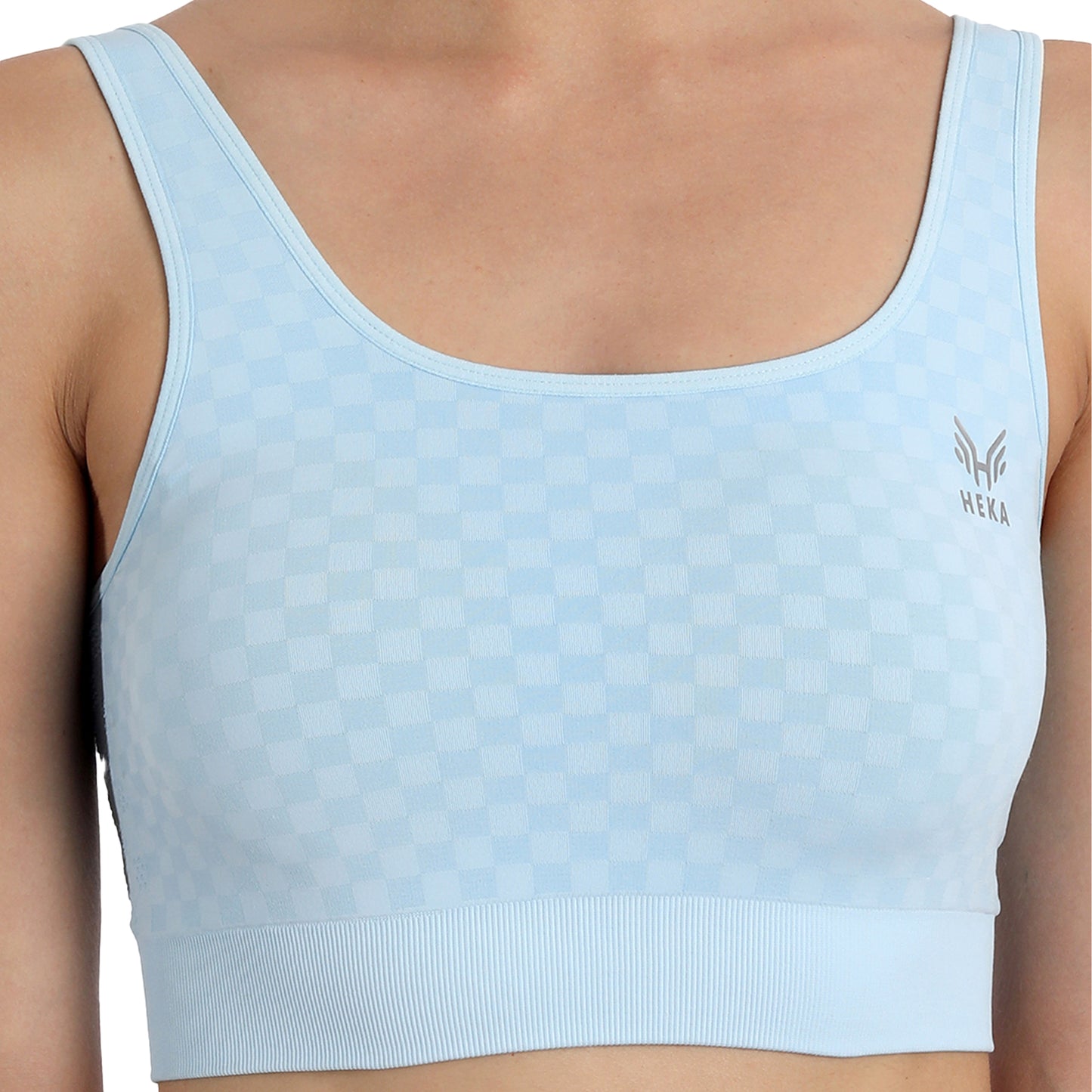 Heka Chess Move Square Neck Padded Sports Bra - Splash Blue