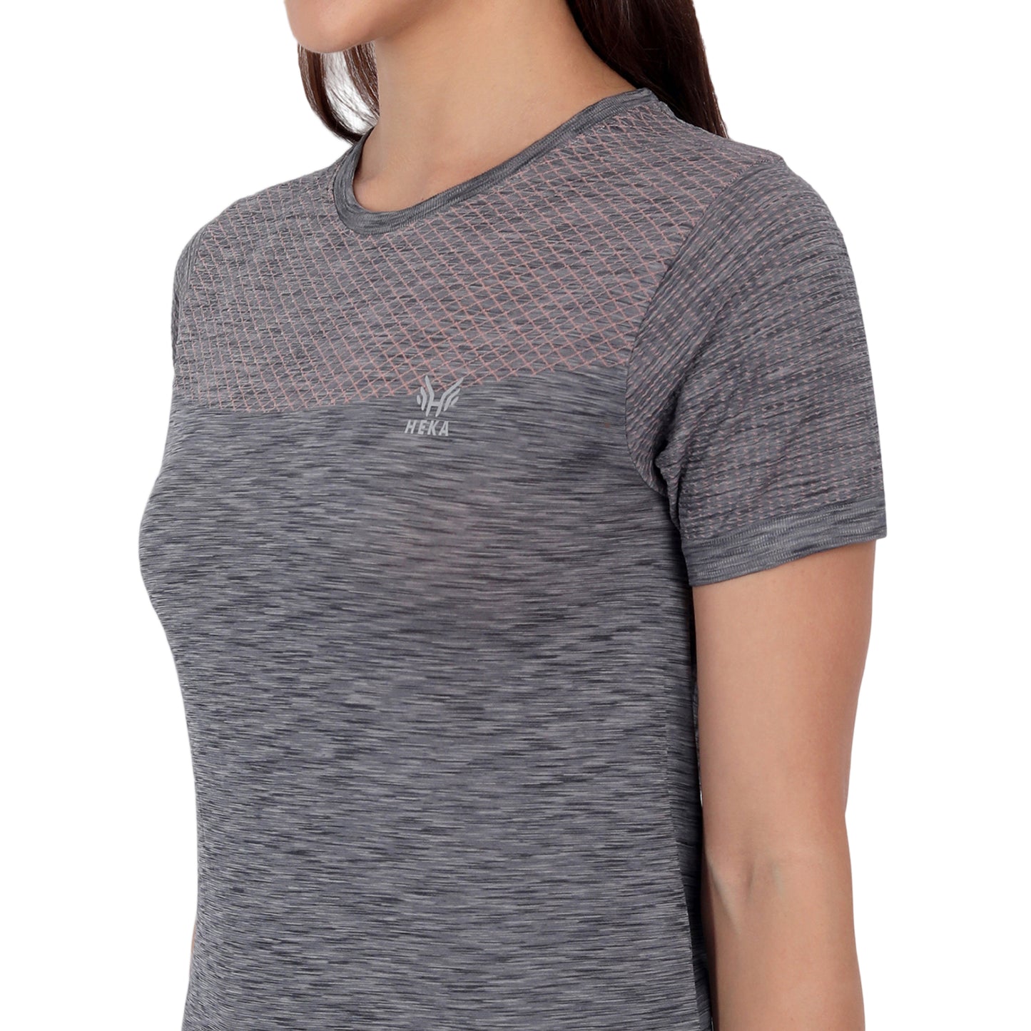 Heka Women Milestone Grey Marl Tee - Grey Blue
