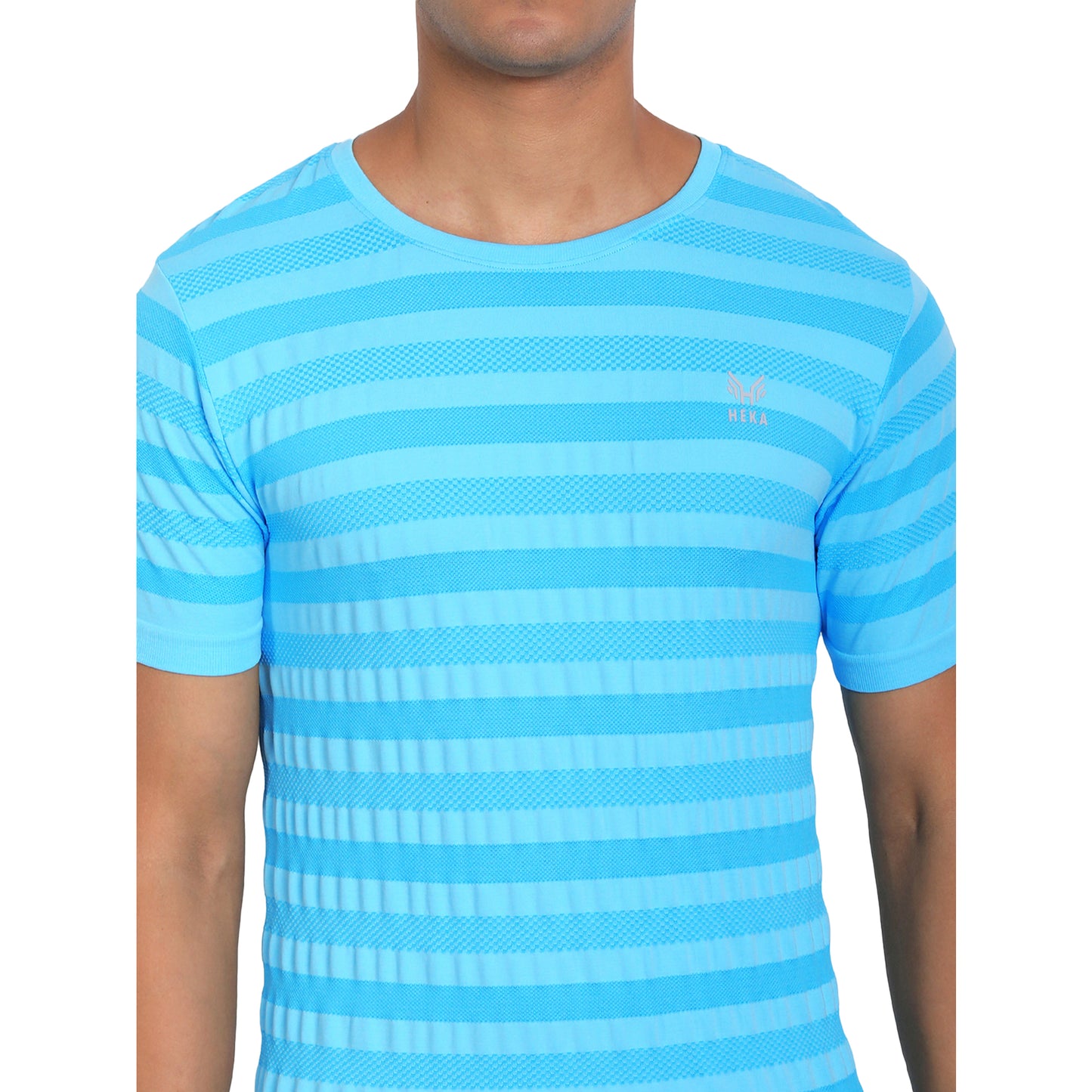 Heka Seamless Dry-Tech Mens Blaze Move Tee - Neon Aqua Blue