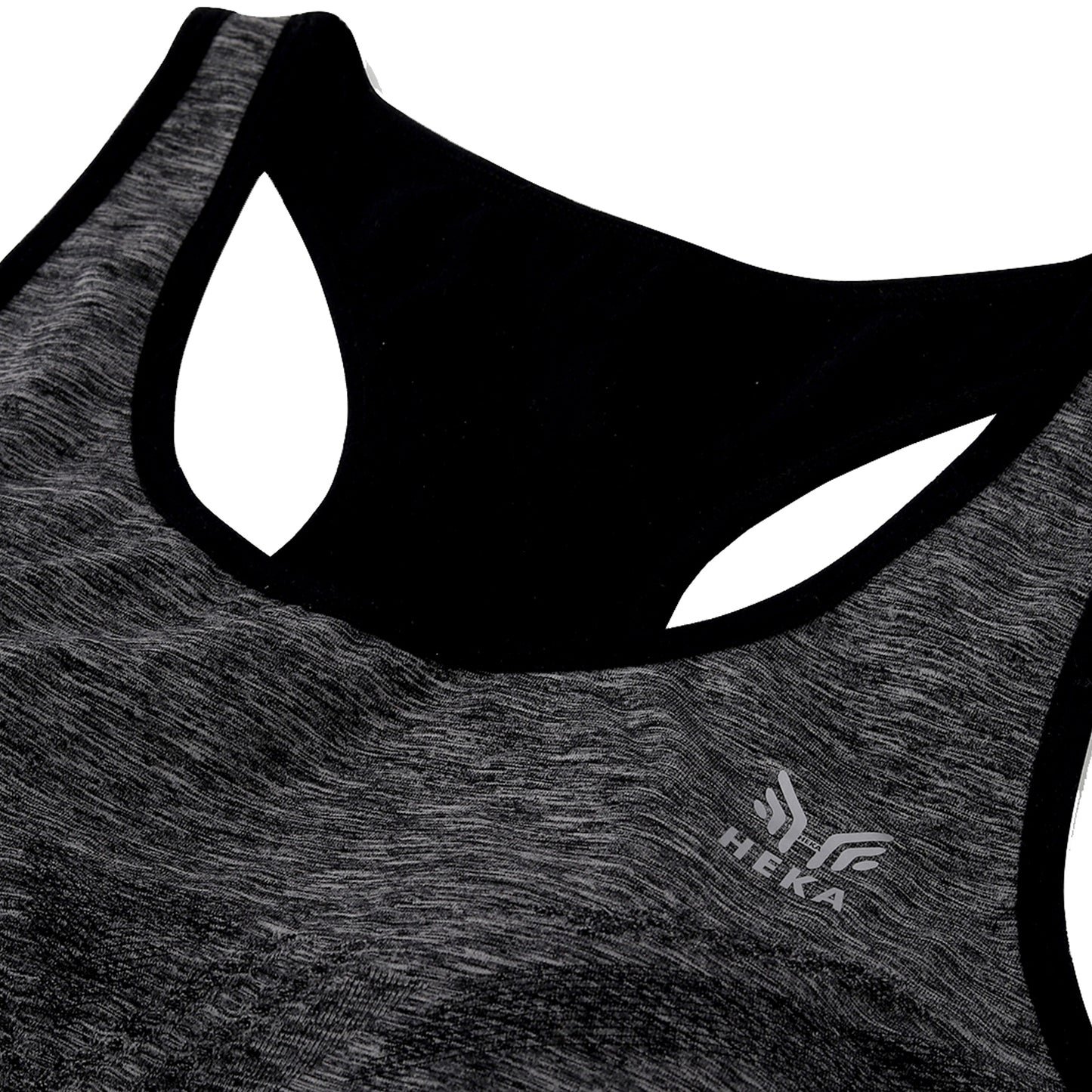 Heka Melange Racerback Padded Sports Bra - Black Cat