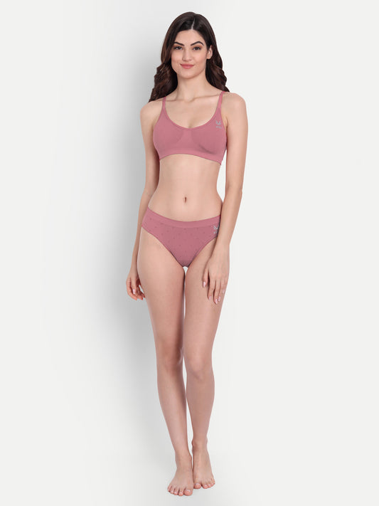 Heka Women Invisiwear Mid-Rise Polka - Dot Panty - Dusty Pink