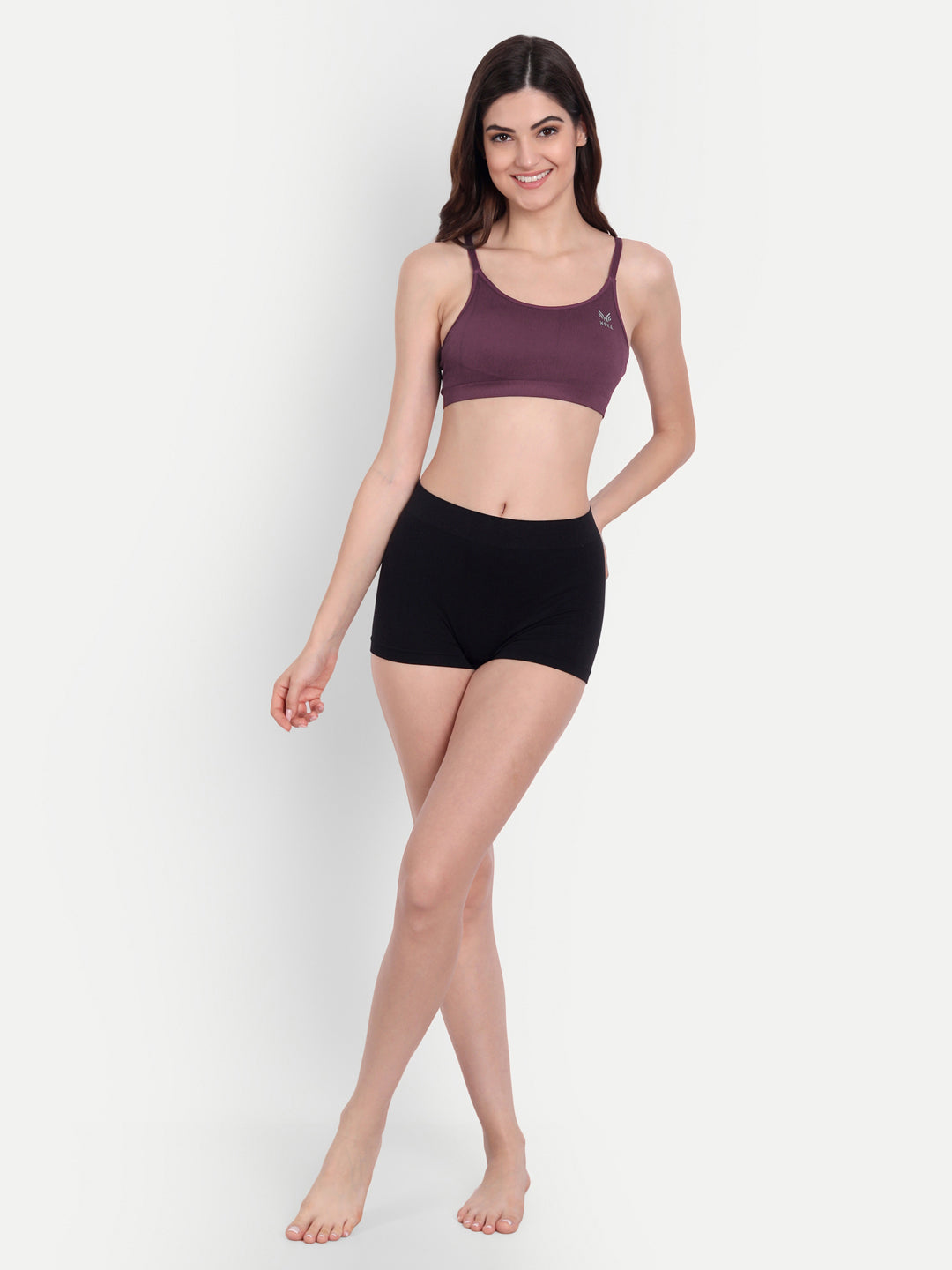 Heka Women Seamless Quick-Drying Rib Basic Bra - Wine