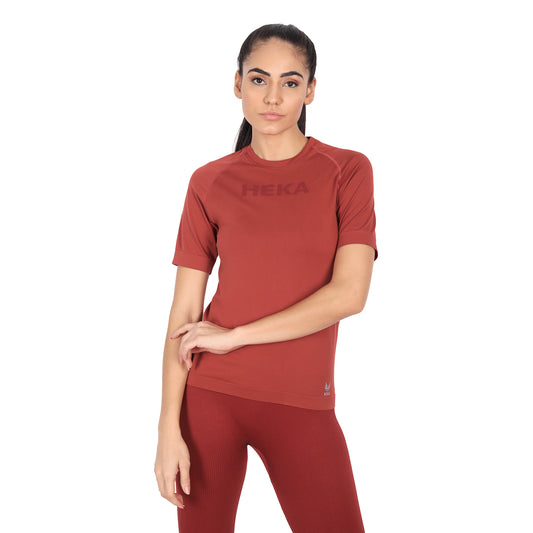 Heka Breathable Seamless Ultralight Comfort-Fit Running Women T-Shirt - Rust