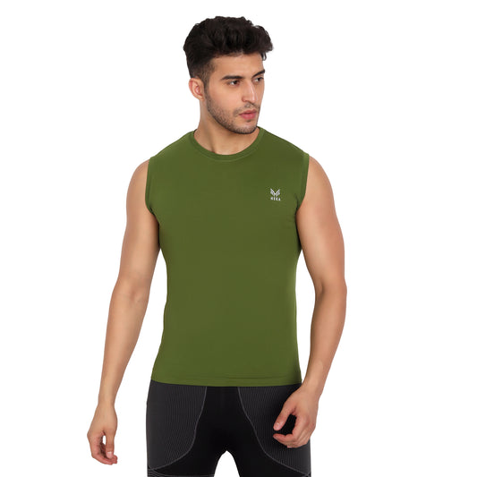 Heka Vest Mois-Tech Wicks Sweat & Dries Quick Training Vest - Olive Moss