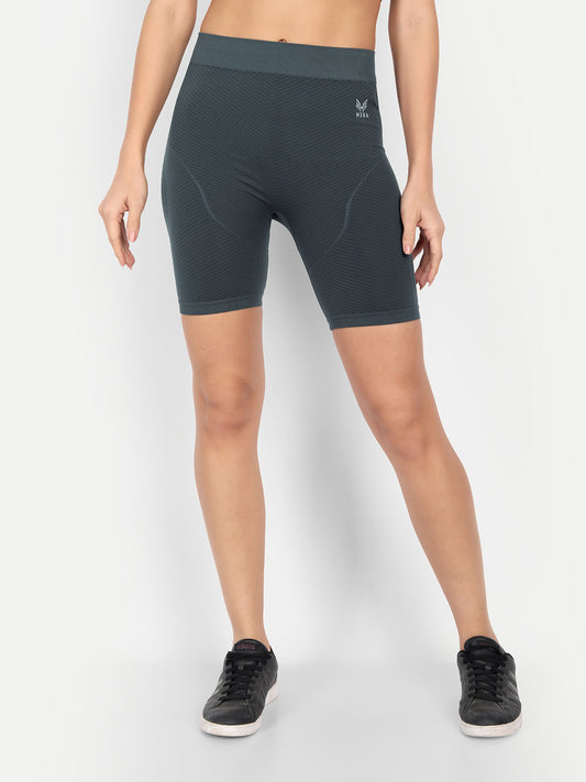 Heka Seamless Workout Gym Exercise Compression Yoga Berry Short - Sky Grey