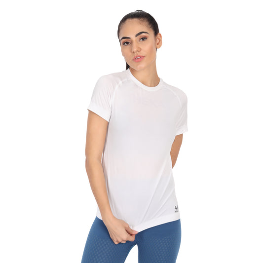 Heka Breathable Seamless Ultralight Comfort-Fit Running Women T-Shirt - White