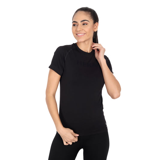Heka Breathable Seamless Ultralight Comfort-Fit Running Women T-Shirt - Black