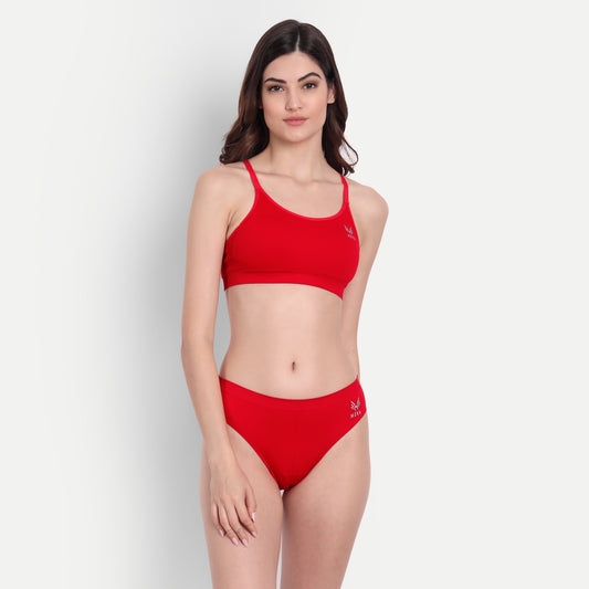 Heka Women Seamless Quick-Drying Rib Basic Bra - Red