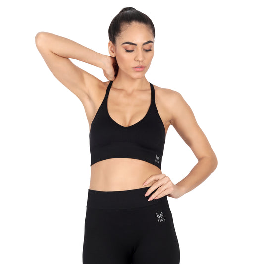 Heka Seamless Studio Vital Cool-Tech Comfort-Fit Padded Sports Bra - Black