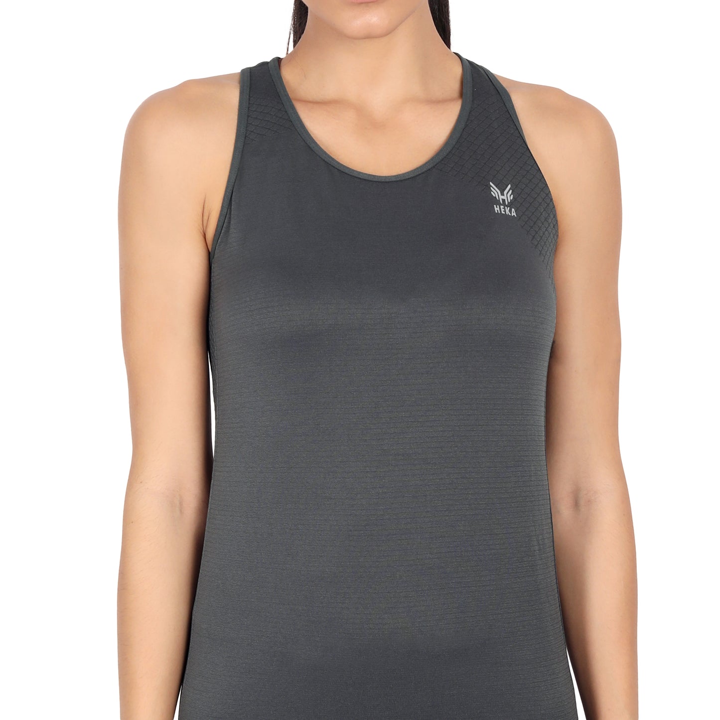 Heka Functional Seamless Racerback Green Active Running Workout - Grey