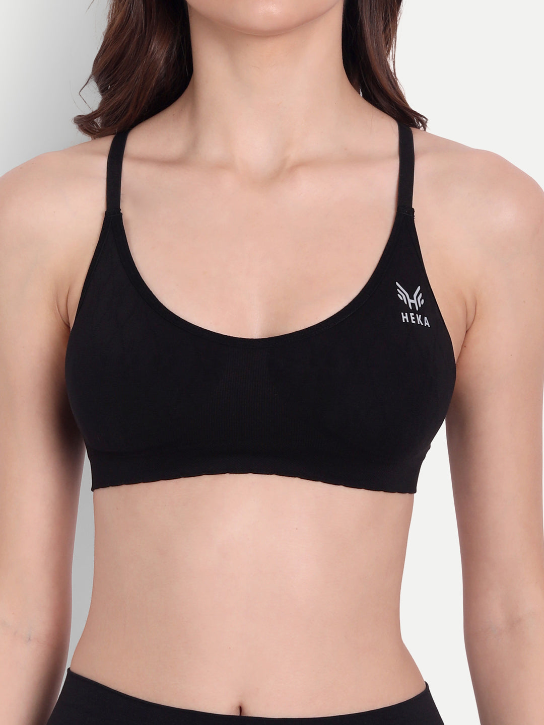 Heka Women Seamless Quick-Drying Rib Basic Bra - Black