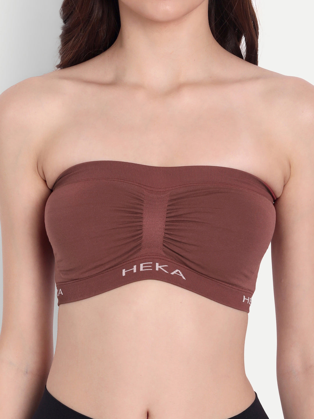 Heka Elegant Compress & Breathable Seamless Tube Bra - Wine