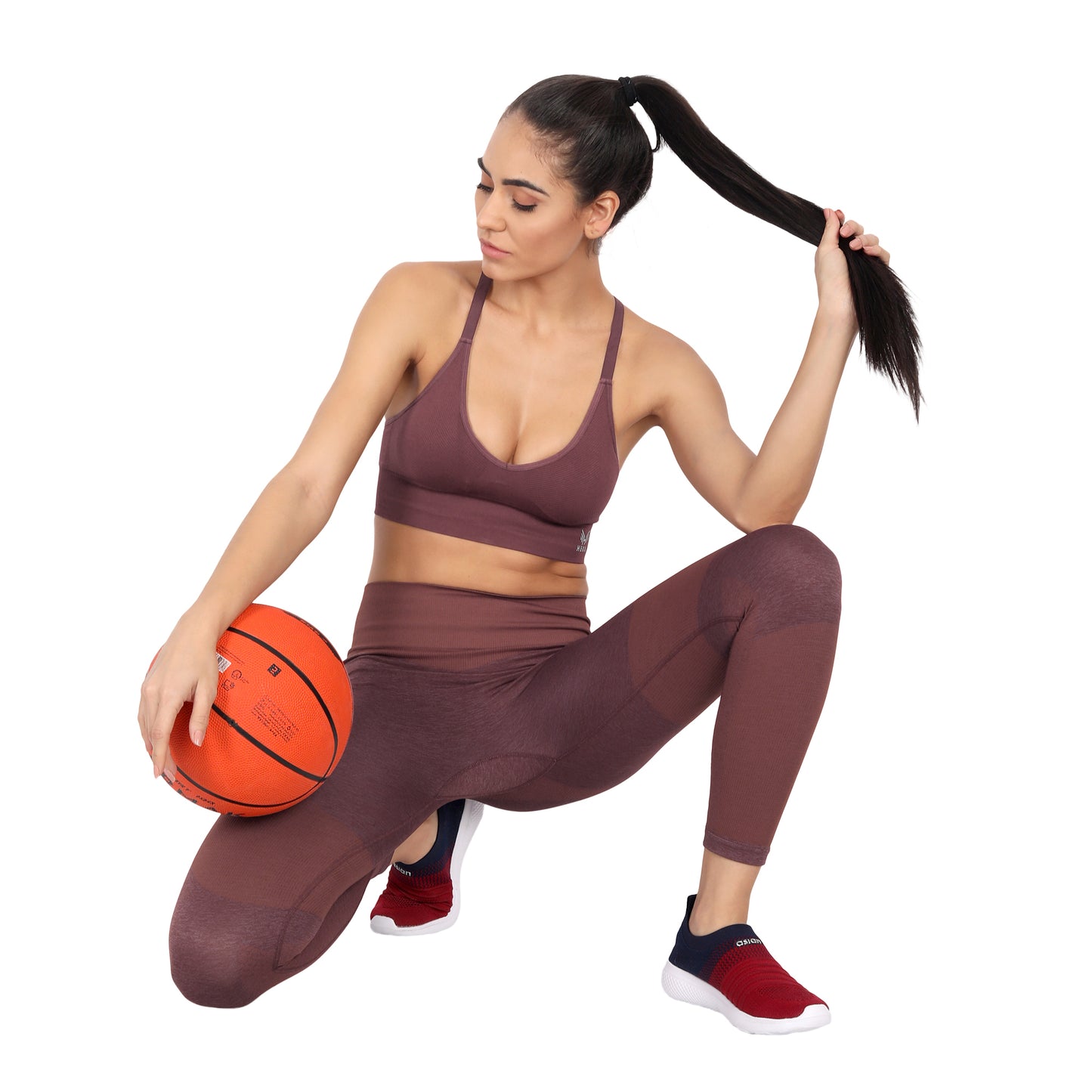 Heka Seamless Studio Vital Cool-Tech Comfort-Fit Padded Sports Bra - Wine