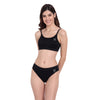 Heka Women Mid-Rise & Sweat-Wicking Seamless Bikini Rib Panty - Black