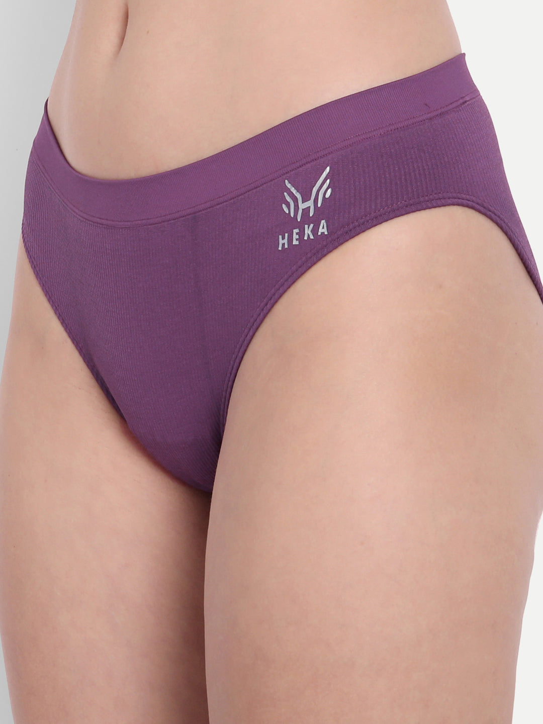 Heka Women Mid-Rise & Sweat-Wicking Seamless Bikini Rib Panty - Wine
