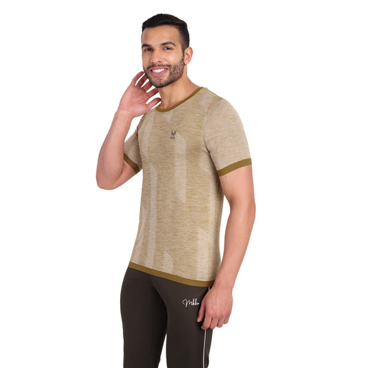 Heka Aspire Melange Functional Antimicrobial Men'S T-Shirt - Mustard Yellow