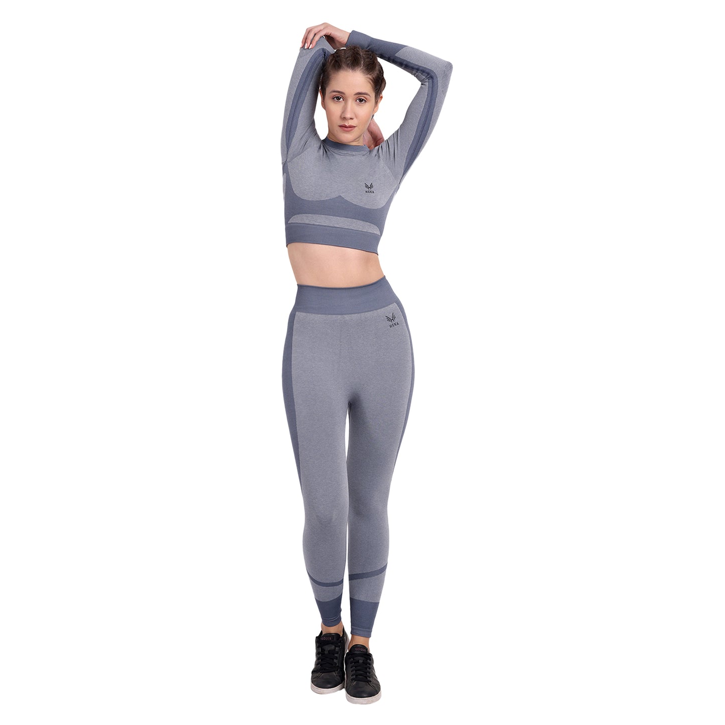 Heka Breathable Lux Melange Seamless Crop Top - Grey