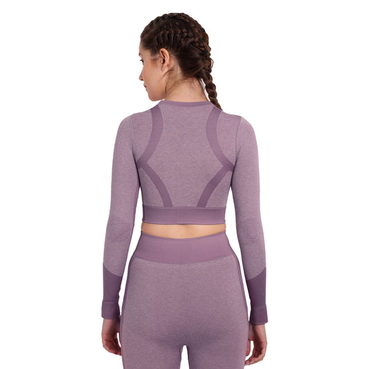 Heka Breathable Lux Melange Seamless Crop Top - Wine