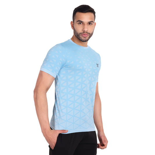 Heka Breathable Seamless Round Neck Active Causal Men'S T-Shirt - Sky Blue
