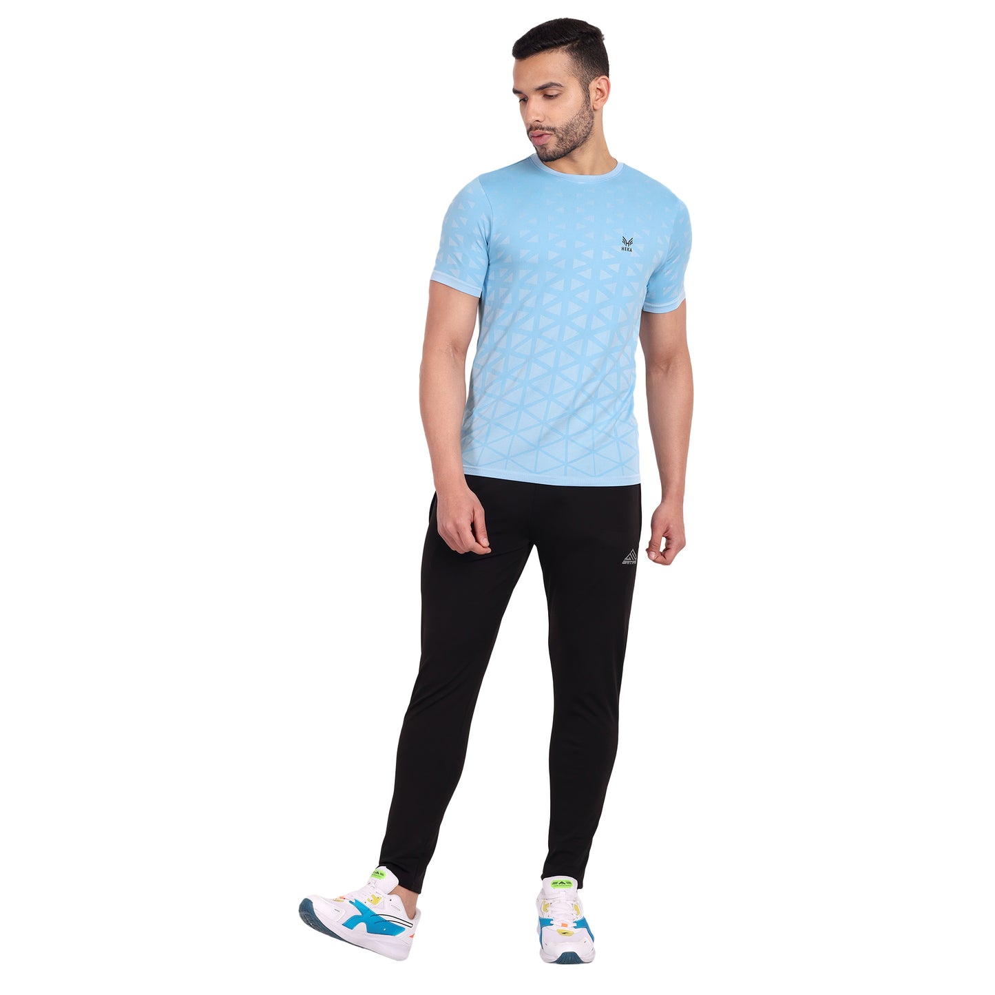 Heka Breathable Seamless Round Neck Active Causal Men'S T-Shirt - Sky Blue