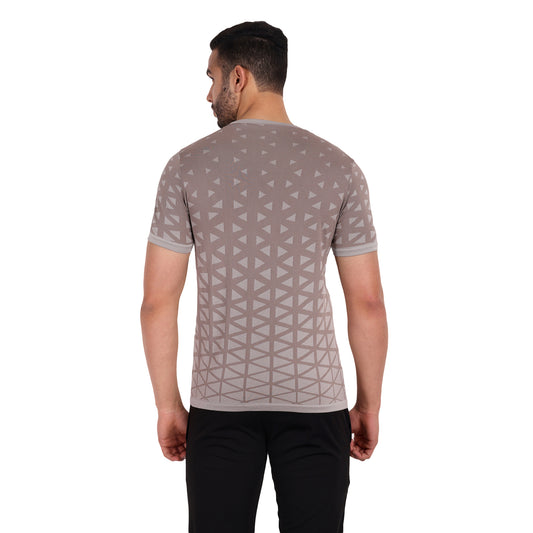Heka Breathable Seamless Round Neck Active Causal Men'S T-Shirt - Brown