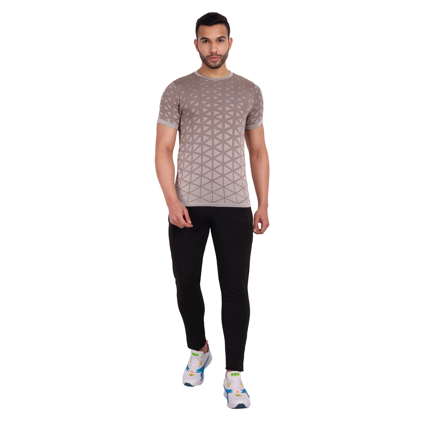 Heka Breathable Seamless Round Neck Active Causal Men'S T-Shirt - Brown