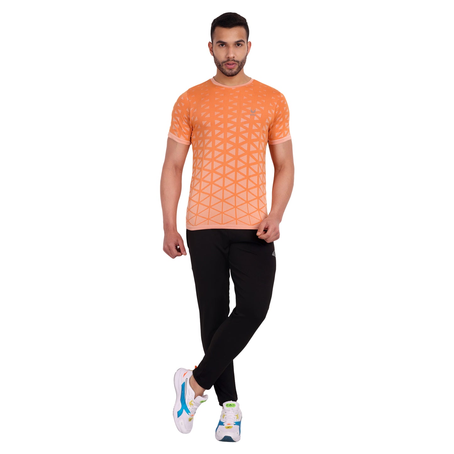 Heka Breathable Seamless Round Neck Active Causal Men'S T-Shirt - Orange