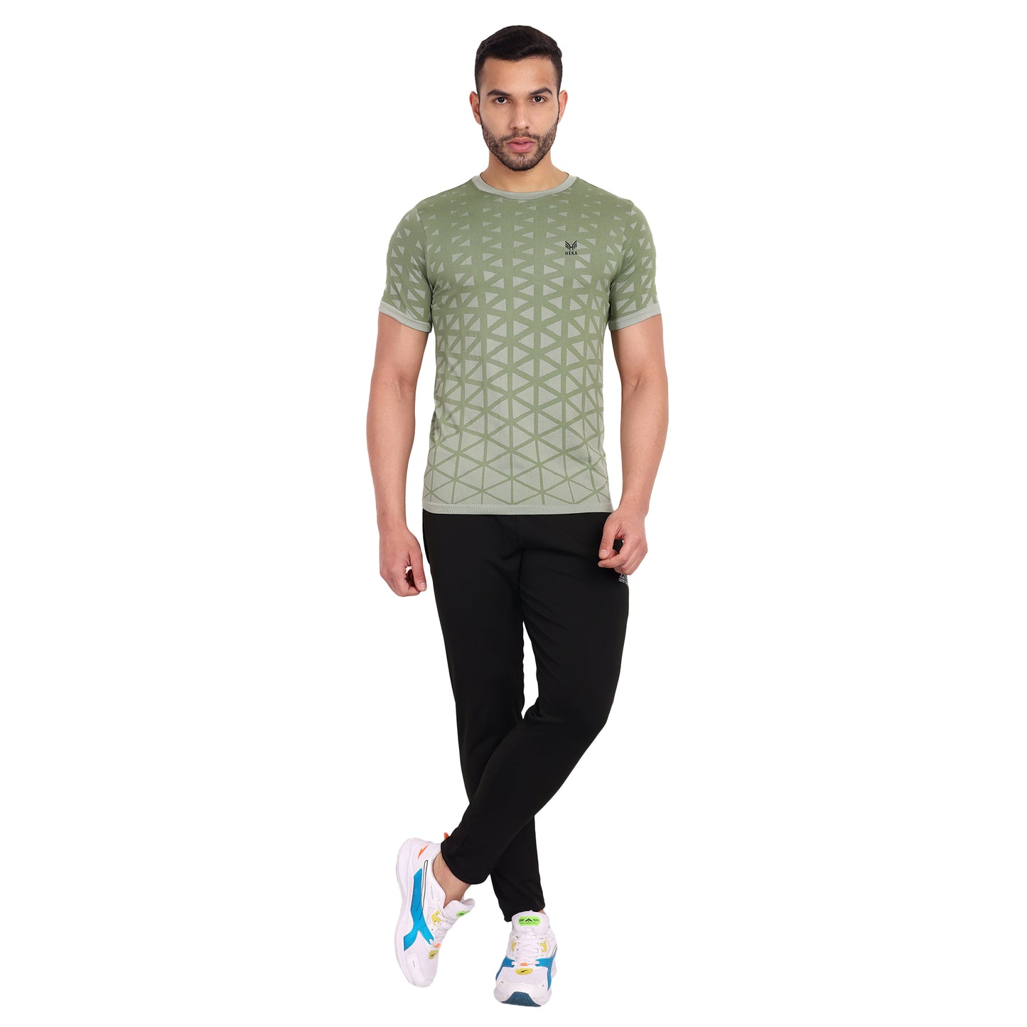 Heka Breathable Seamless Round Neck Active Causal Men'S T-Shirt - Olive