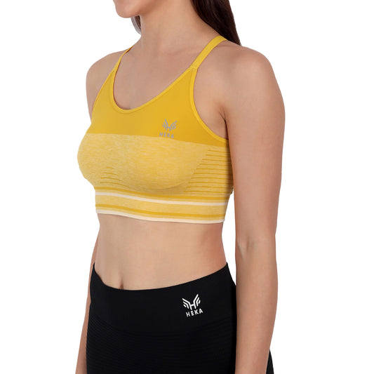 Heka Cross Back Strap Adjustable Padded Bra - Sunrise Yellow