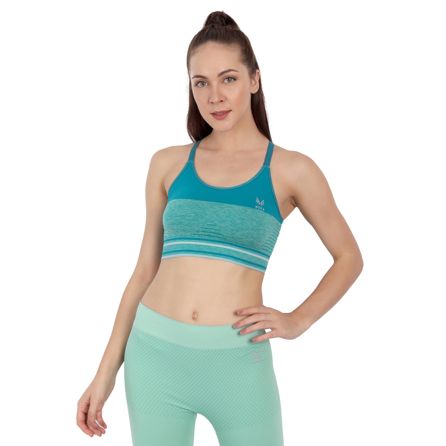 Heka Cross Back Strap Adjustable Padded Bra - Thai Forest