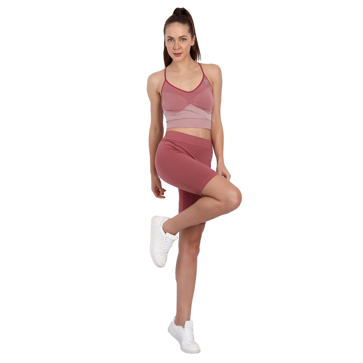 Heka Seamless Women's Crop Top with 3D Stripes - London Berry