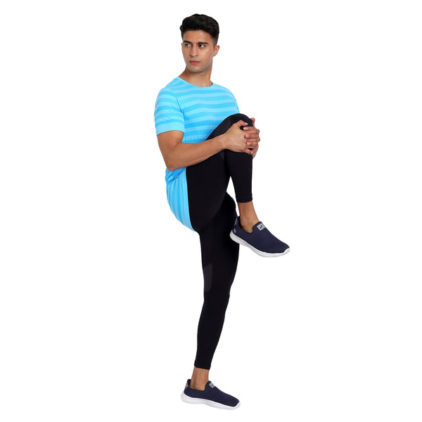 Heka Seamless Dry-Tech Mens Blaze Move T-Shirts- Neon Aqua Blue