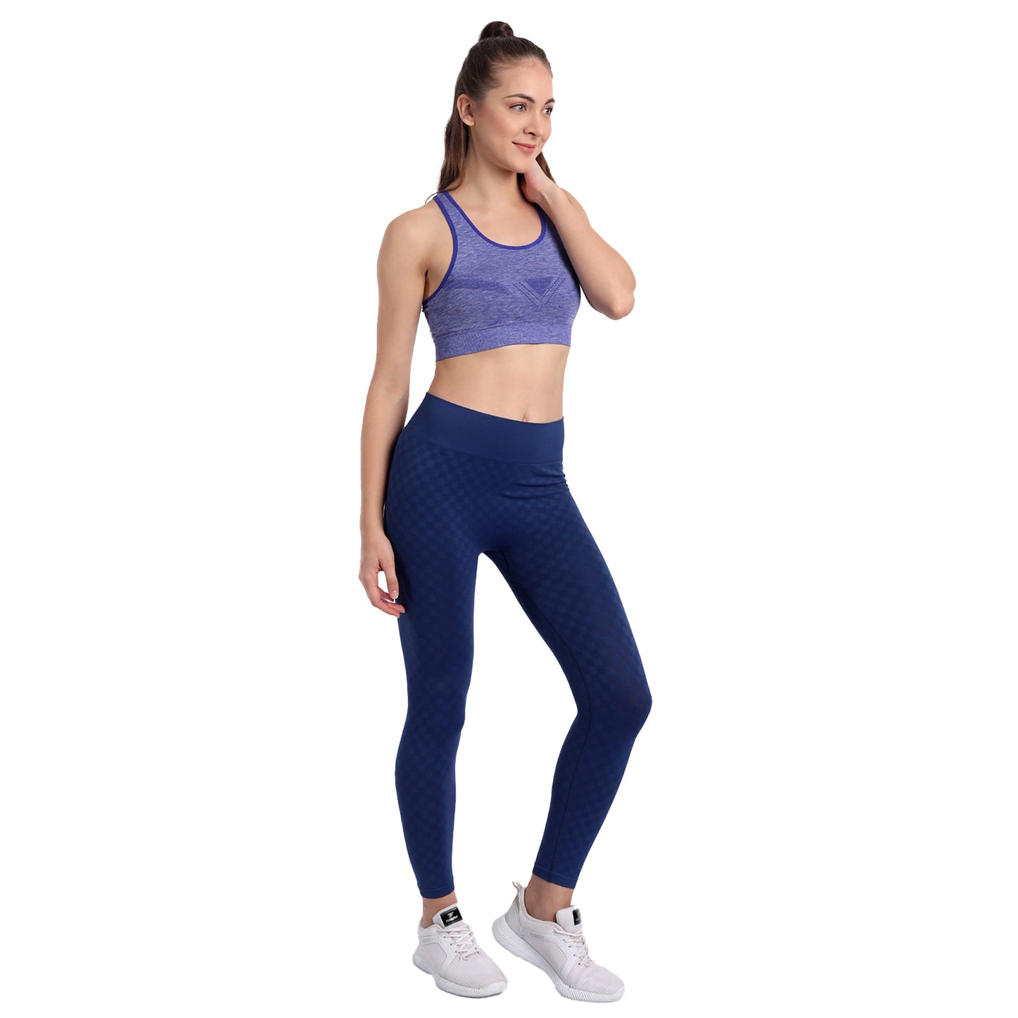 Heka Seamless Mélange Racerback Sports Bra - Midnight Blue