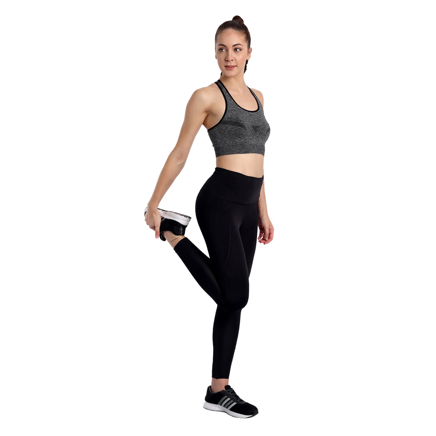 Heka Seamless Mélange Racerback Sports Bra - Black Cat