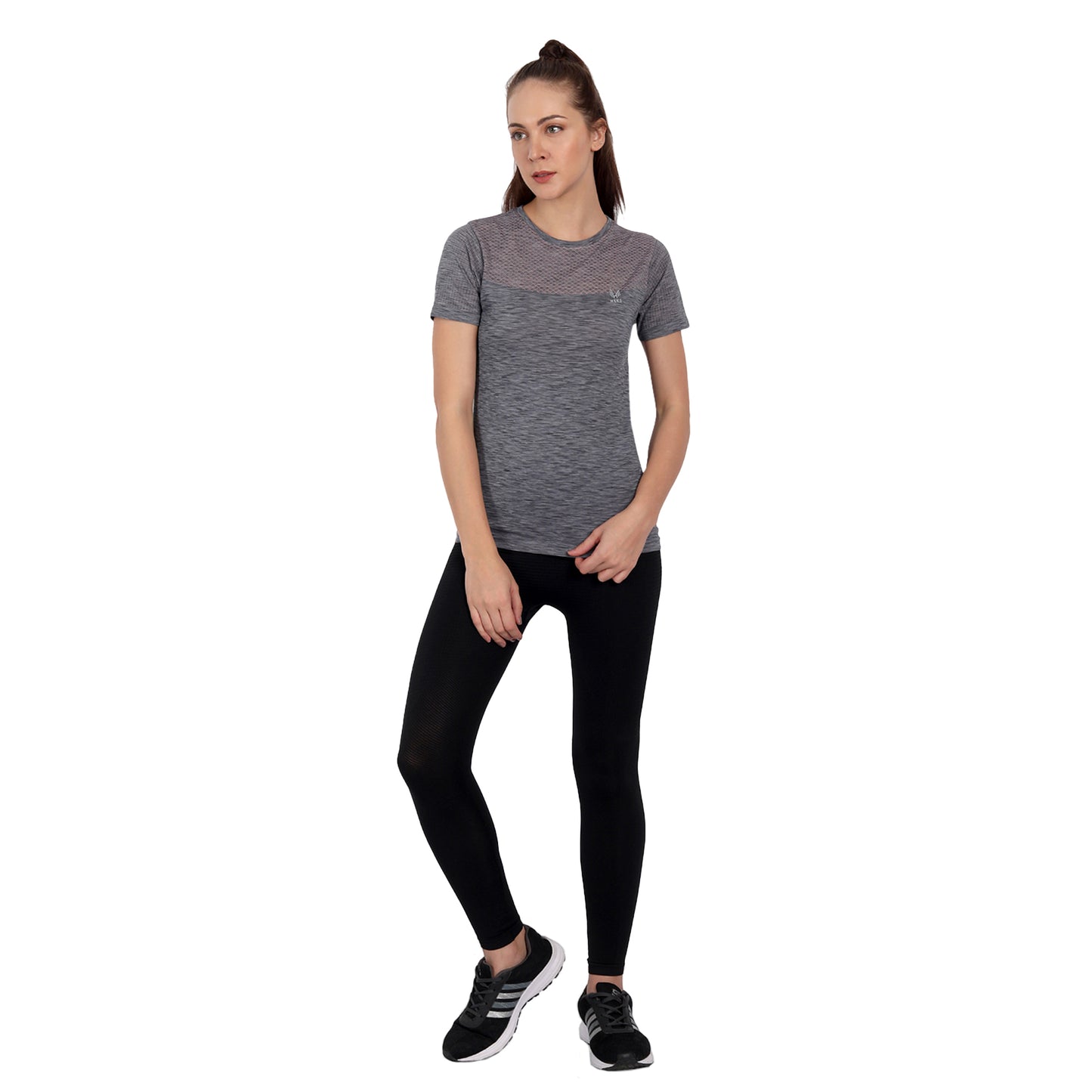 Heka Seamless Milestone Women's Twin Design T-Shirt - Grey & Pink