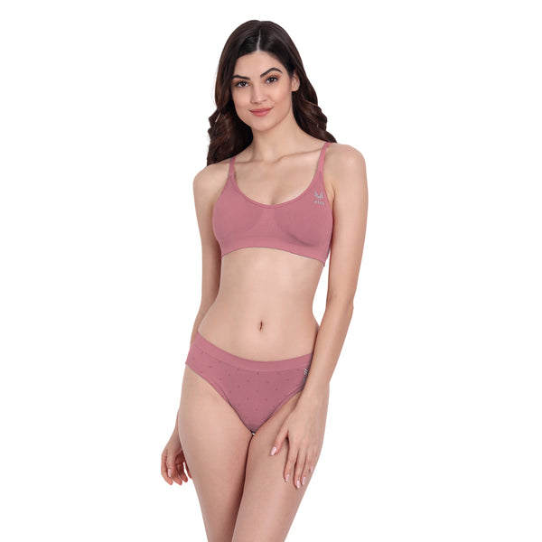 Heka Women Invisiwear Mid-Rise Polka - Dot Panty - Dusty Pink