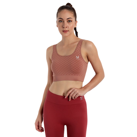 Heka Seamless Chess Move Sports Bra - Oak Brown