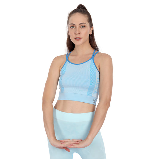 Heka Seamless Women's Multi-Strap Crop Top - Horizon Blue