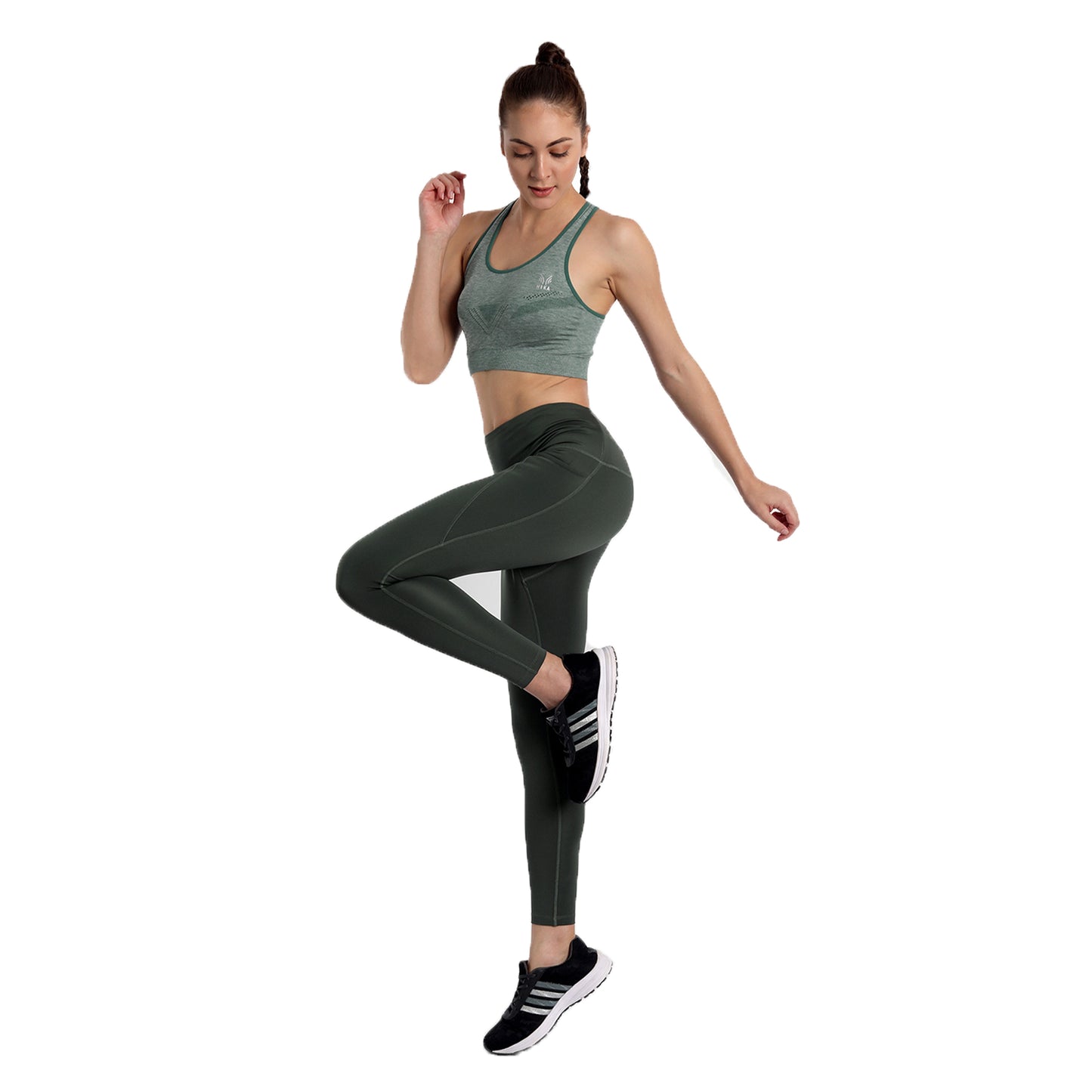 Heka Seamless Mélange Racerback Sports Bra - Amazon Forest Green