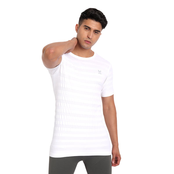 Heka Seamless Dry-Tech Mens Blaze Move T-Shirts- Snow White