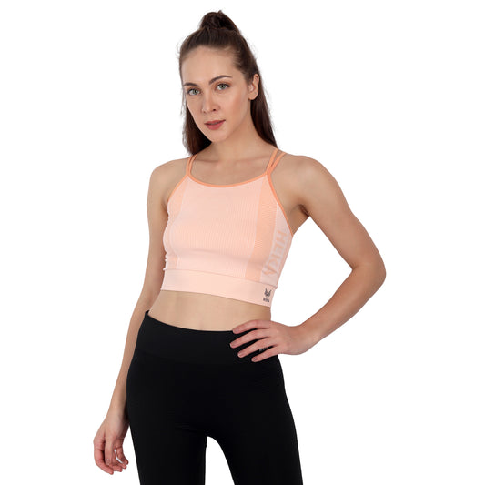 Heka Seamless Women's Multi-Strap Crop Top - Apricot Peach