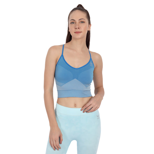 Heka Seamless Women's Crop Top with 3D Stripes - Endless Sea