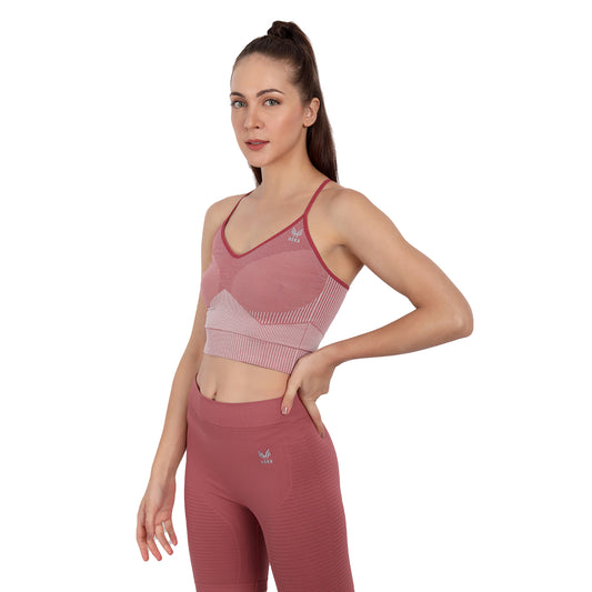 Heka Seamless Women's Crop Top with 3D Stripes - London Berry