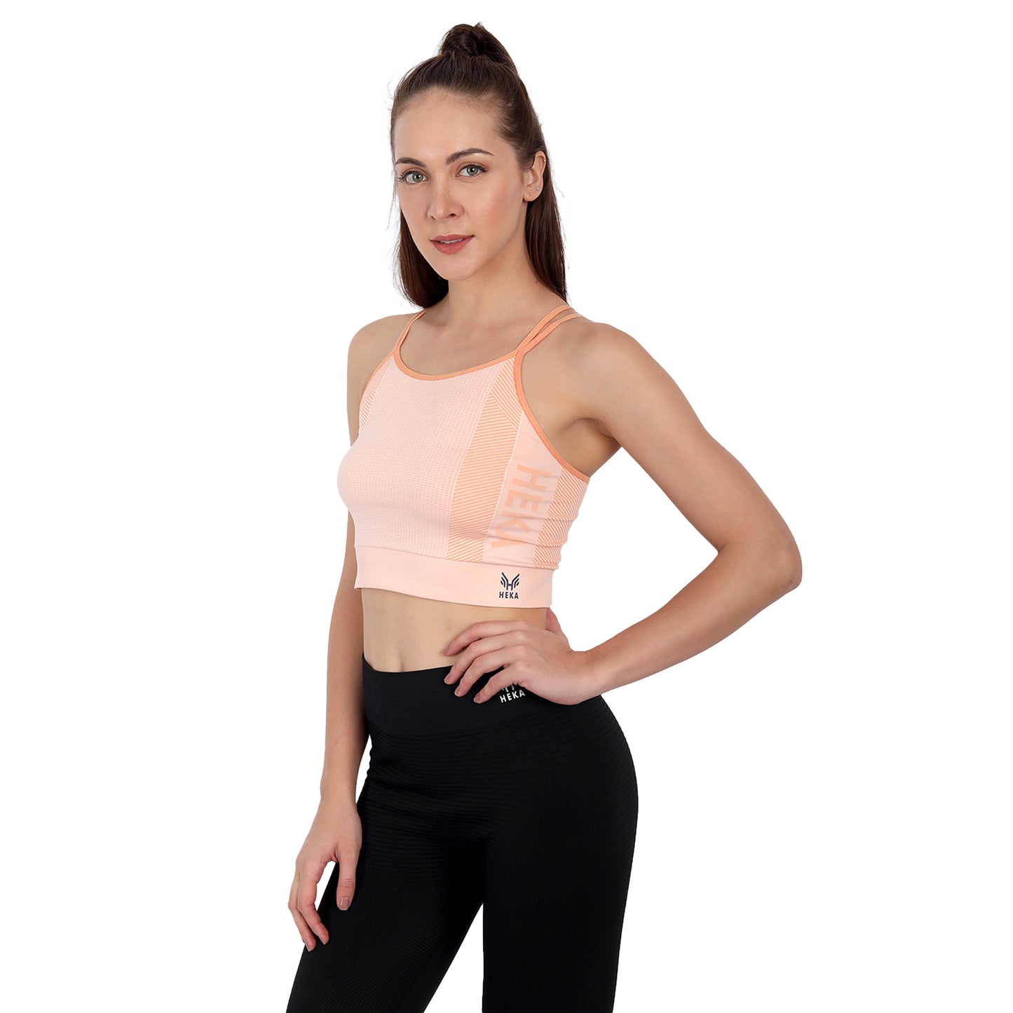 Heka Seamless Women's Multi-Strap Crop Top - Apricot Peach