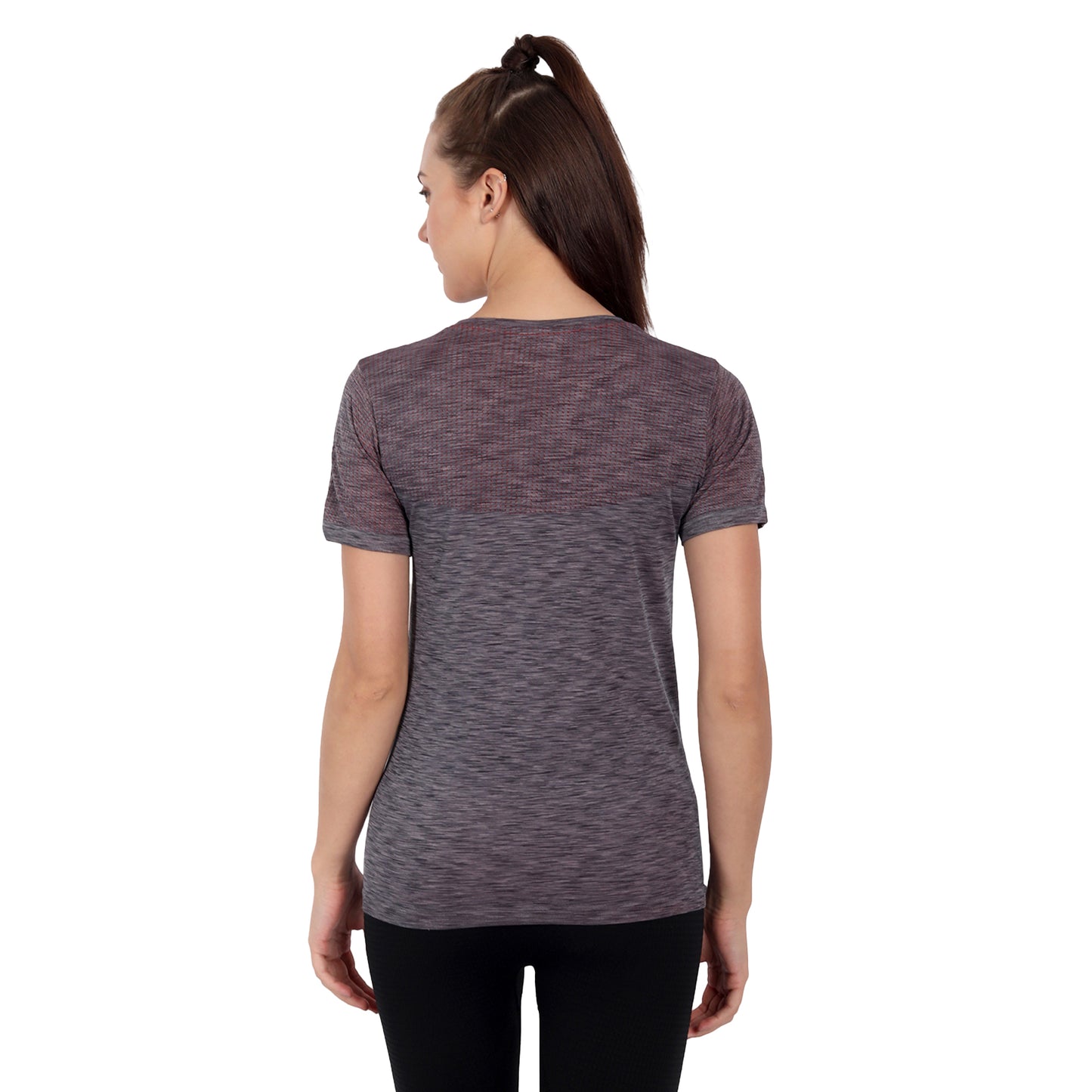 Heka Seamless Milestone Women's Twin Design T-Shirt - Grey & Red