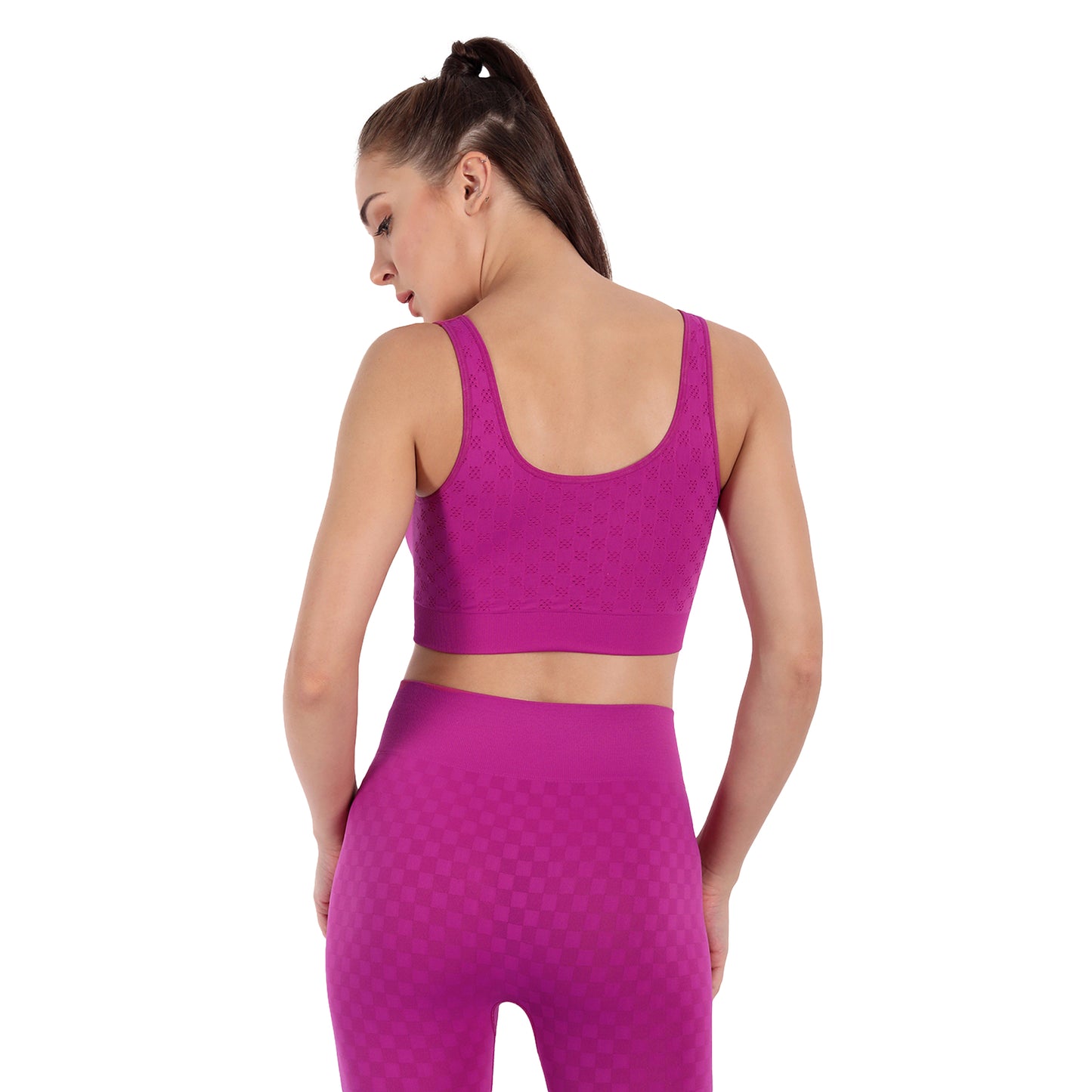 Heka Chess Move Square Neck Padded Sports Bra - Blessing Magenta