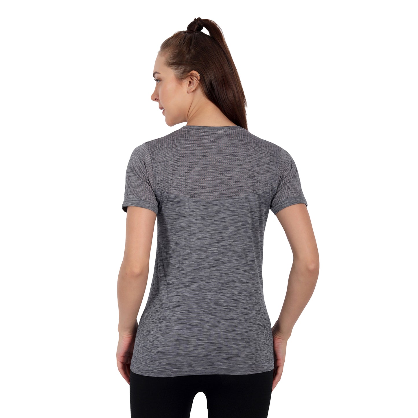 Heka Seamless Milestone Women's Twin Design T-Shirt - Grey & Pink